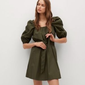 MANGO - Poplin Puffed Sleeve Dress, Size 4